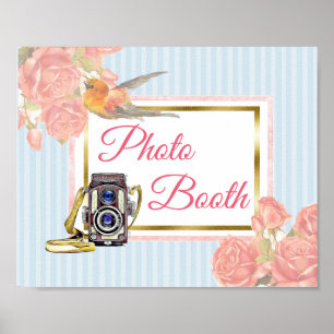 Roze Bloem Foto Booth Huwelijk Aankondiging Poster