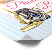 Roze Bloem Foto Booth Huwelijk Bord Poster (Hoek)