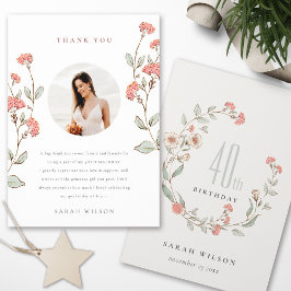 Roze bloem foto elke dag van de leeftijd bedankkaart