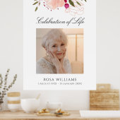 Roze bloem foto levensviering herdenkingsbord poster (Keuken)