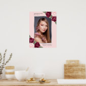 Roze bloem foto rouwkaart viering van het leven poster (Keuken)