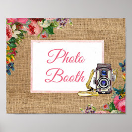 Roze Bloem Fotohokje Huwelijksbord Poster