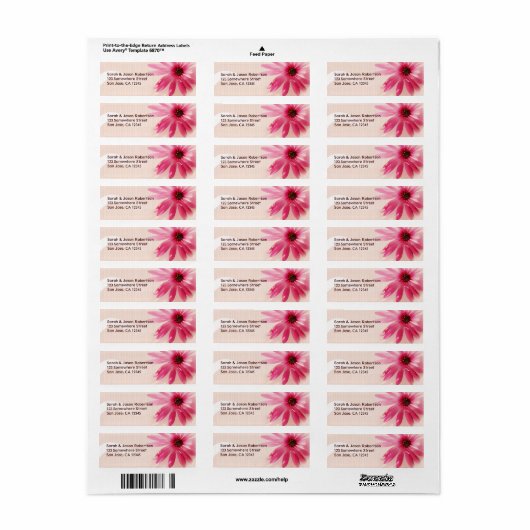Roze bloem Fotoretournering labels (Full Sheet)