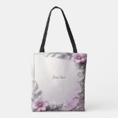Roze bloem frame boodschappentas tote bag (Achterkant)