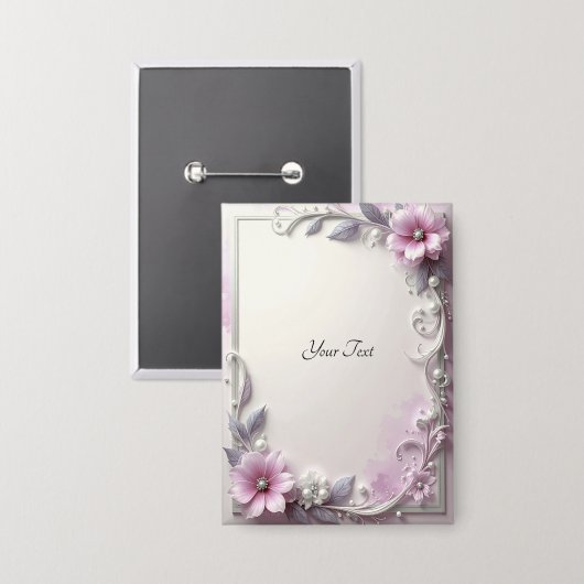 Roze bloem frame knop button (Voorkant / Achterkant)
