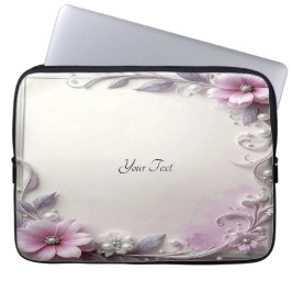 Roze bloem frame laptophoes laptop sleeve