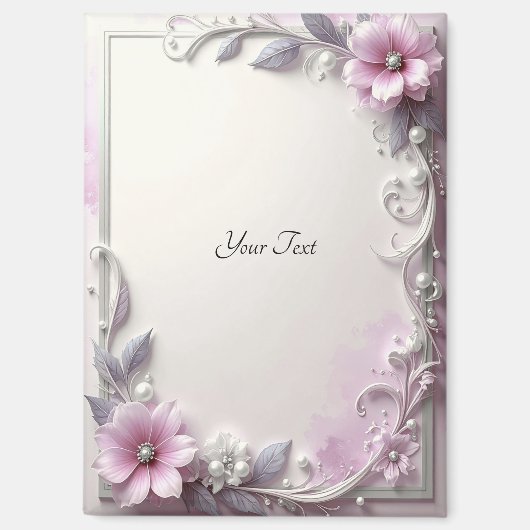 Roze bloem frame magneet (Voorkant)