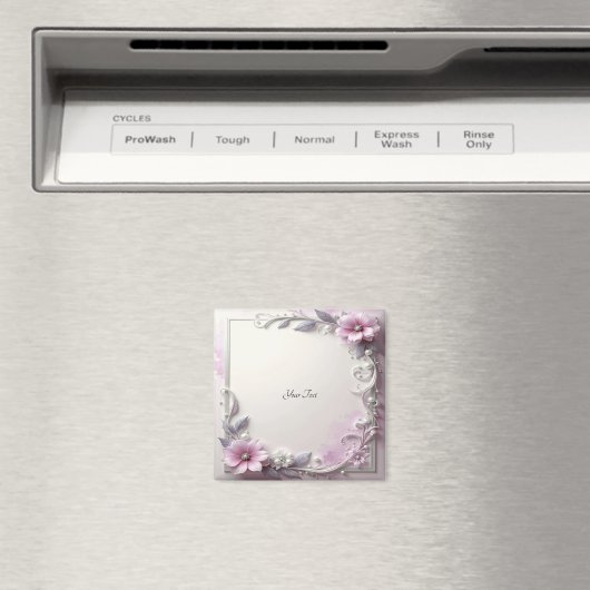 Roze bloem frame magneet (Insitu (Vaatwasser))