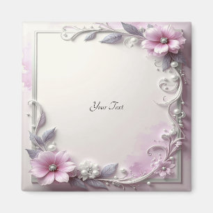 Roze bloem frame magneet
