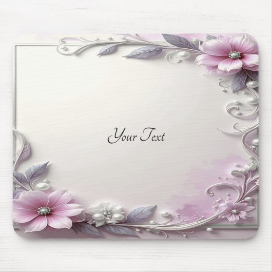 Roze bloem frame muismat (Voorkant)