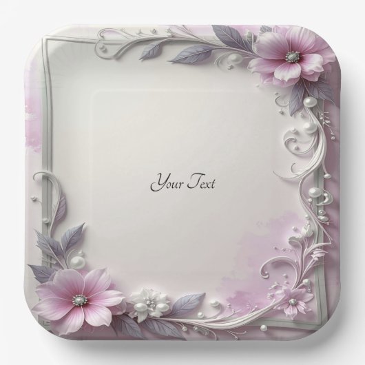 Roze bloem frame papieren bord (Voorkant)