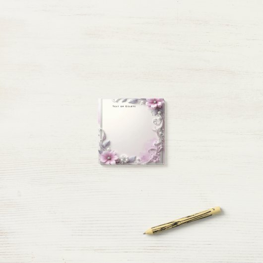 Roze bloem frame post-it notities post-it® notes (Op bureau)