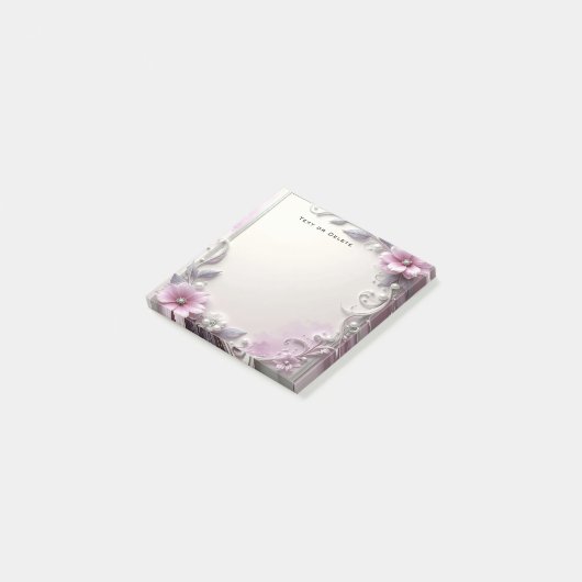 Roze bloem frame post-it notities post-it® notes (Schuin)