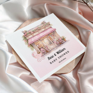 Roze Bloem Franse Café Baby Meisje Servet