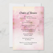 Roze bloem Funerale orde van dienst Uitnodiging (Achterkant)