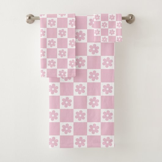 Roze Bloem gecontroleerd patroon Bad Handdoek (Insitu)
