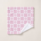 Roze Bloem gecontroleerd patroon Bad Handdoek (Wasdoekje)