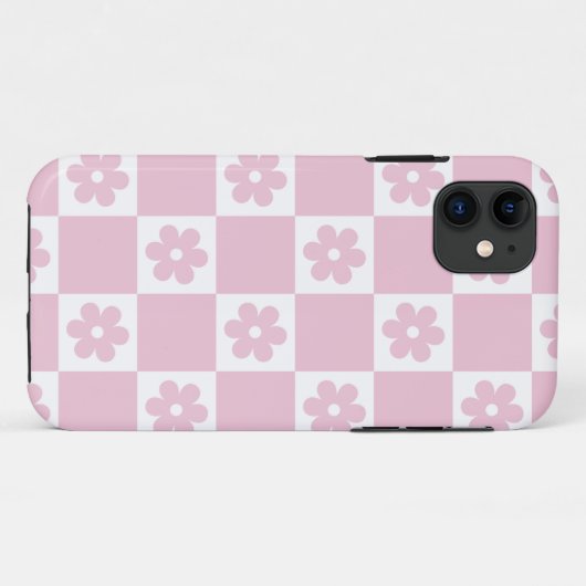 Roze Bloem gecontroleerd patroon Case-Mate iPhone Case (Achterkant (horizontaal))