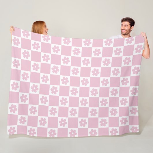 Roze Bloem gecontroleerd patroon Fleece Deken (In situ)