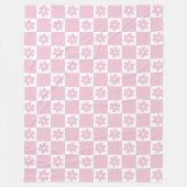 Roze Bloem gecontroleerd patroon Fleece Deken (Voorkant)