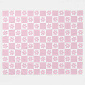 Roze Bloem gecontroleerd patroon Fleece Deken (Voorkant (Horizontaal))