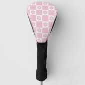 Roze Bloem gecontroleerd patroon Golfheadcover (Voorkant)