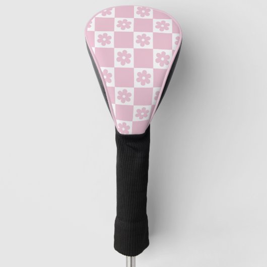 Roze Bloem gecontroleerd patroon Golfheadcover (Voorkant)