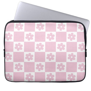 Roze Bloem gecontroleerd patroon Laptop Sleeve