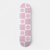 Roze Bloem gecontroleerd patroon Persoonlijk Skateboard (Voorkant)