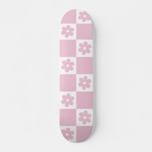 Roze Bloem gecontroleerd patroon Persoonlijk Skateboard (Voorkant)