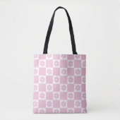 Roze Bloem gecontroleerd patroon Tote Bag (Voorkant)