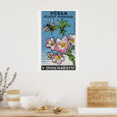 Roze Bloem Gele Bij - Matchbox Print - Tsjechisch (Keuken)