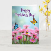 Roze Bloem Gelukkig Moederdag Kaart (Gele Bloem)