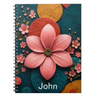 Roze Bloem Geometrische Abstracte Muurkunst Notitieboek