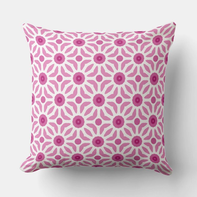 Roze Bloem Geometrische PP 71 Kussen (Voorkant)