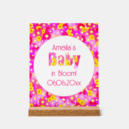  roze bloem gepersonaliseerd Baby shower Acryl Bord