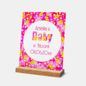  roze bloem gepersonaliseerd Baby shower Acryl Bord (Hoek)