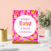  roze bloem gepersonaliseerd Baby shower Acryl Bord (Huwelijk)