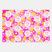 roze bloem gepersonaliseerd Baby shower Inpakpapier Vel (Voorkant 3)