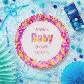 roze bloem gepersonaliseerd Baby shower Papieren Bordje (Feest)