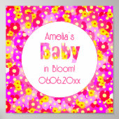 roze bloem gepersonaliseerd Baby shower Poster (Voorkant)