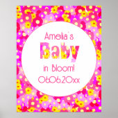  roze bloem gepersonaliseerd Baby shower Poster (Voorkant)