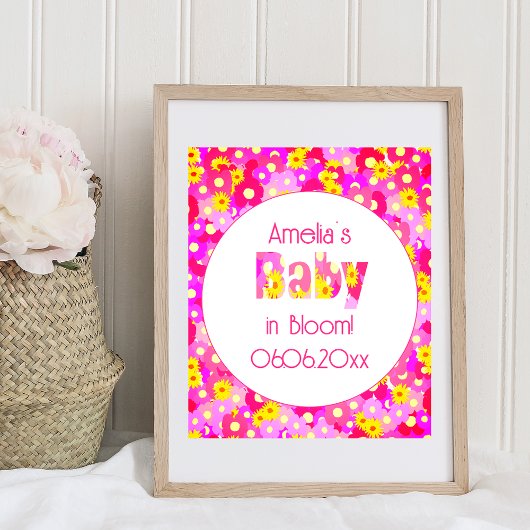  roze bloem gepersonaliseerd Baby shower Poster