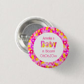 roze bloem gepersonaliseerd Baby shower Ronde Button 3,2 Cm (Voorkant /achterkant)
