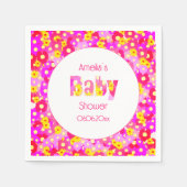  roze bloem gepersonaliseerd Baby shower Servet (Voorkant)