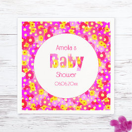  roze bloem gepersonaliseerd Baby shower Servet