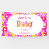  roze bloem gepersonaliseerd Baby shower Spandoek (Horizontaal)
