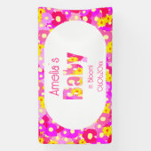  roze bloem gepersonaliseerd Baby shower Spandoek (Verticaal)