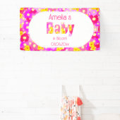  roze bloem gepersonaliseerd Baby shower Spandoek (Insitu)