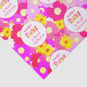 roze bloem gepersonaliseerd Baby shower Tissuepapier (Detail)